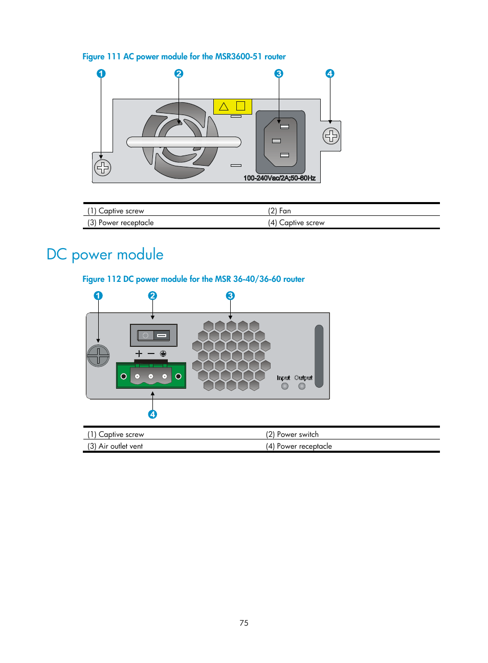 Dc power module | H3C Technologies H3C MSR 3600 User Manual | Page 83 / 95