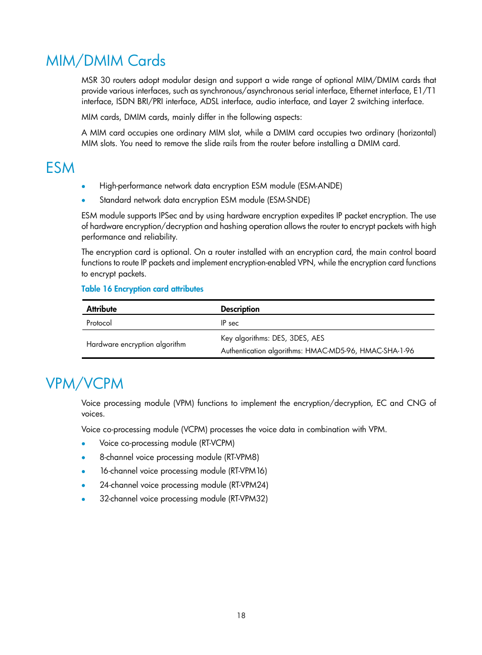 Mim/dmim cards, Vpm/vcpm | H3C Technologies H3C MSR 30 User Manual | Page 26 / 99