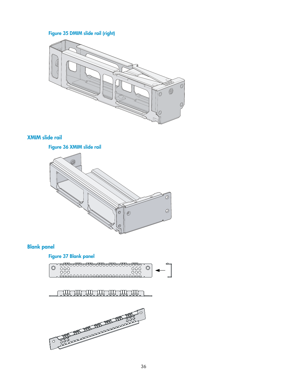 Xmim slide rail, Blank panel | H3C Technologies H3C MSR 30 User Manual | Page 44 / 99