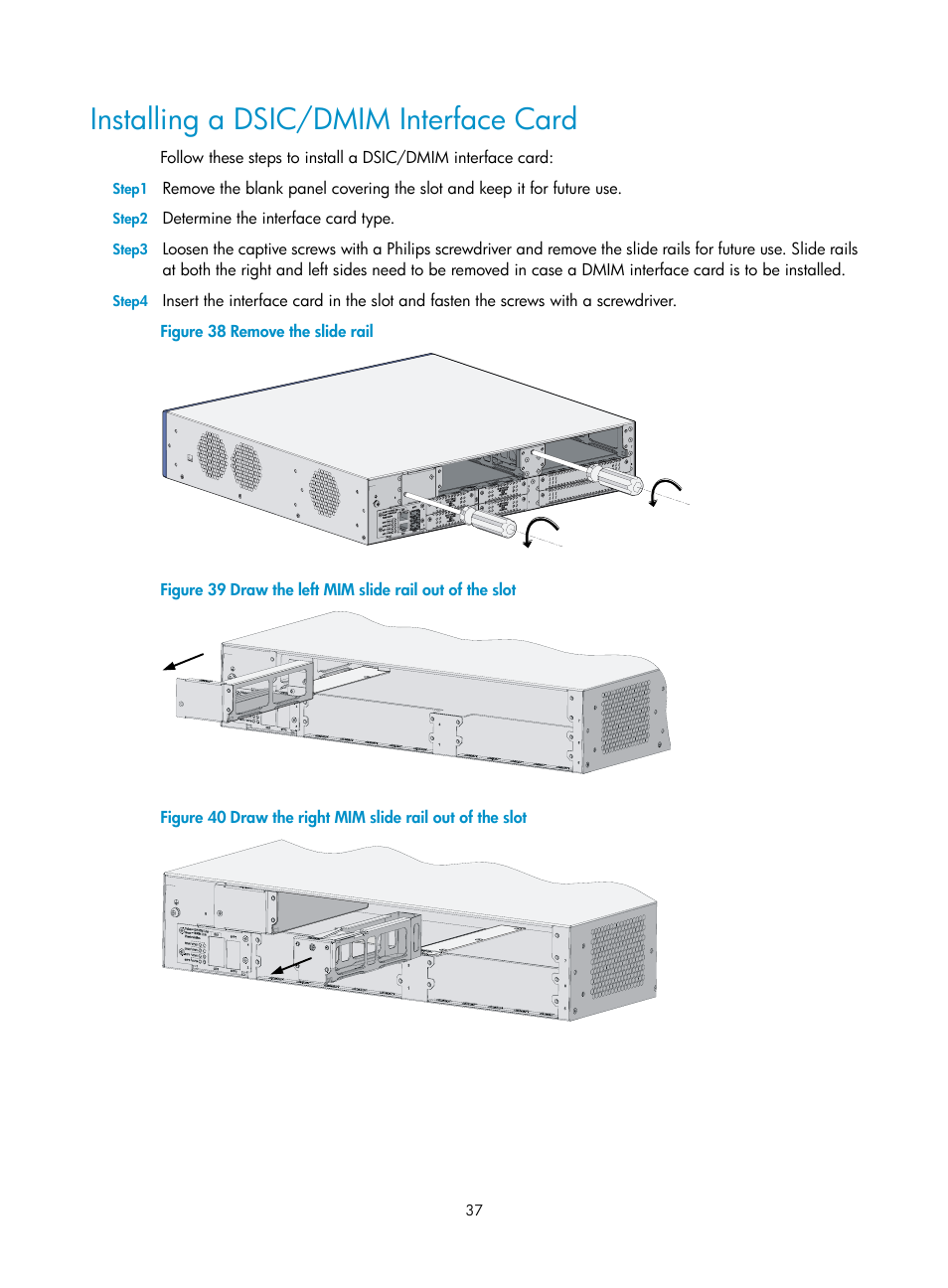 Installing a dsic/dmim interface card | H3C Technologies H3C MSR 30 User Manual | Page 45 / 99