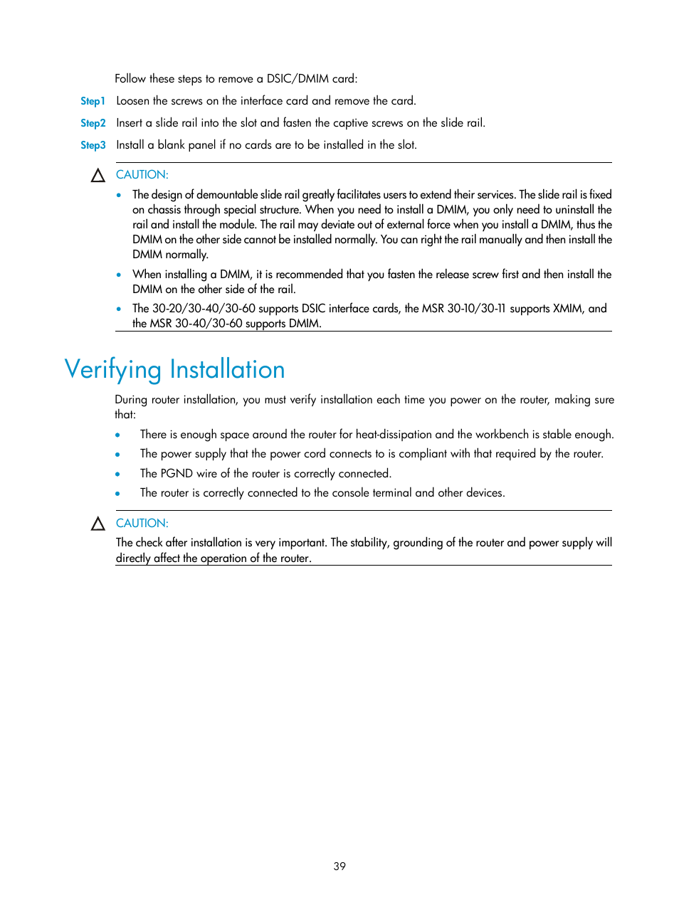 Verifying installation | H3C Technologies H3C MSR 30 User Manual | Page 47 / 99