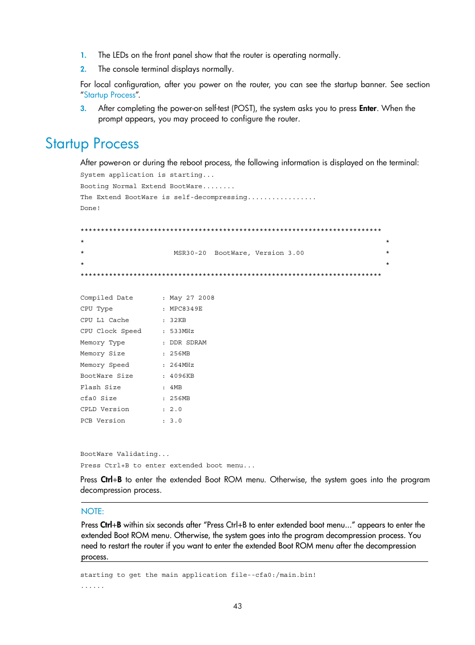 Startup process | H3C Technologies H3C MSR 30 User Manual | Page 51 / 99