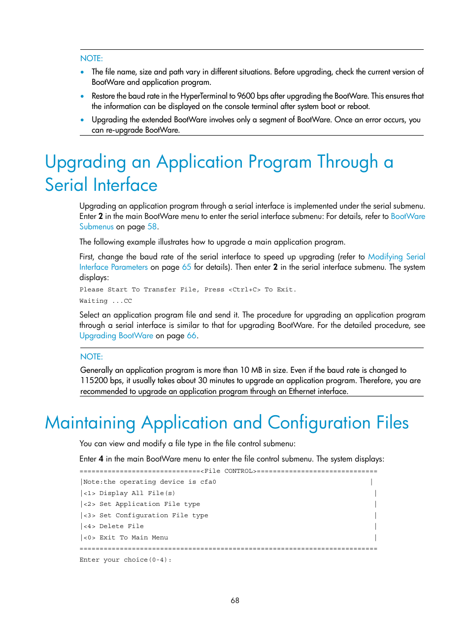 Maintaining application and configuration files | H3C Technologies H3C MSR 30 User Manual | Page 76 / 99