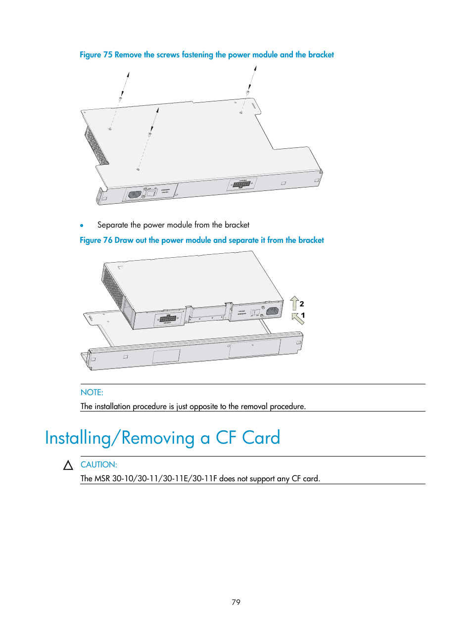 Installing/removing a cf card | H3C Technologies H3C MSR 30 User Manual | Page 87 / 99