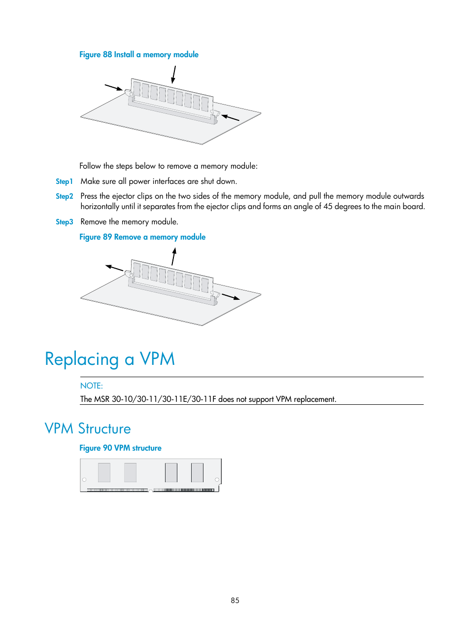 Replacing a vpm, Vpm structure | H3C Technologies H3C MSR 30 User Manual | Page 93 / 99