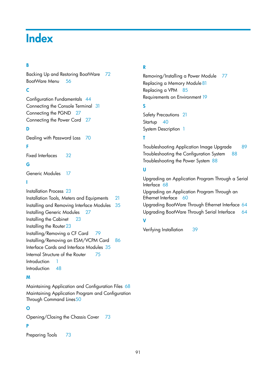 Index | H3C Technologies H3C MSR 30 User Manual | Page 99 / 99