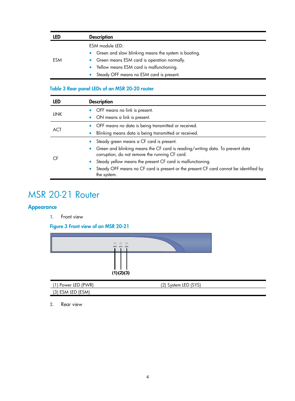 Msr 20-21 router, Appearance | H3C Technologies H3C MSR 20-2X[40] User Manual | Page 11 / 77