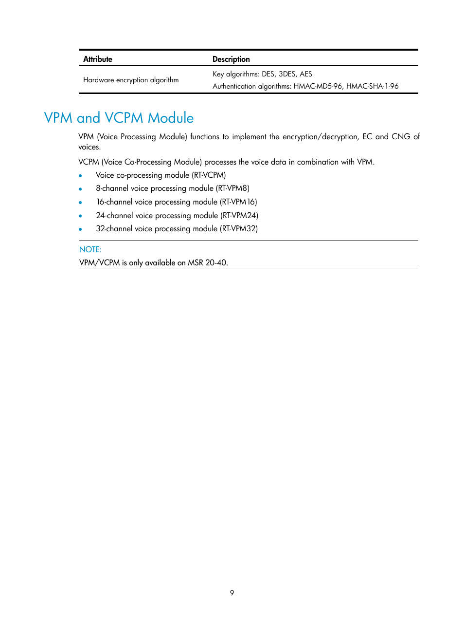 Vpm and vcpm module | H3C Technologies H3C MSR 20-2X[40] User Manual | Page 16 / 77