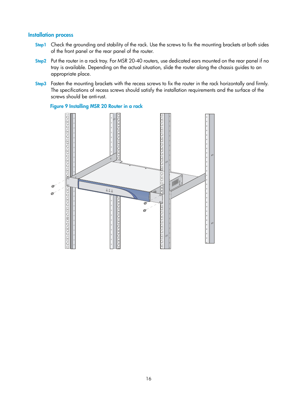Installation process | H3C Technologies H3C MSR 20-2X[40] User Manual | Page 23 / 77