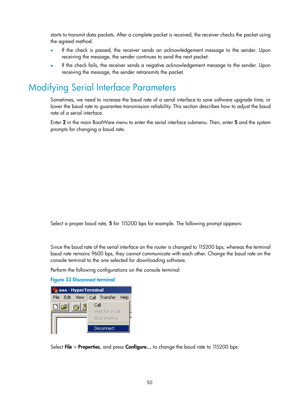 Modifying serial interface parameters | H3C Technologies H3C MSR 20-2X[40] User Manual | Page 57 / 77