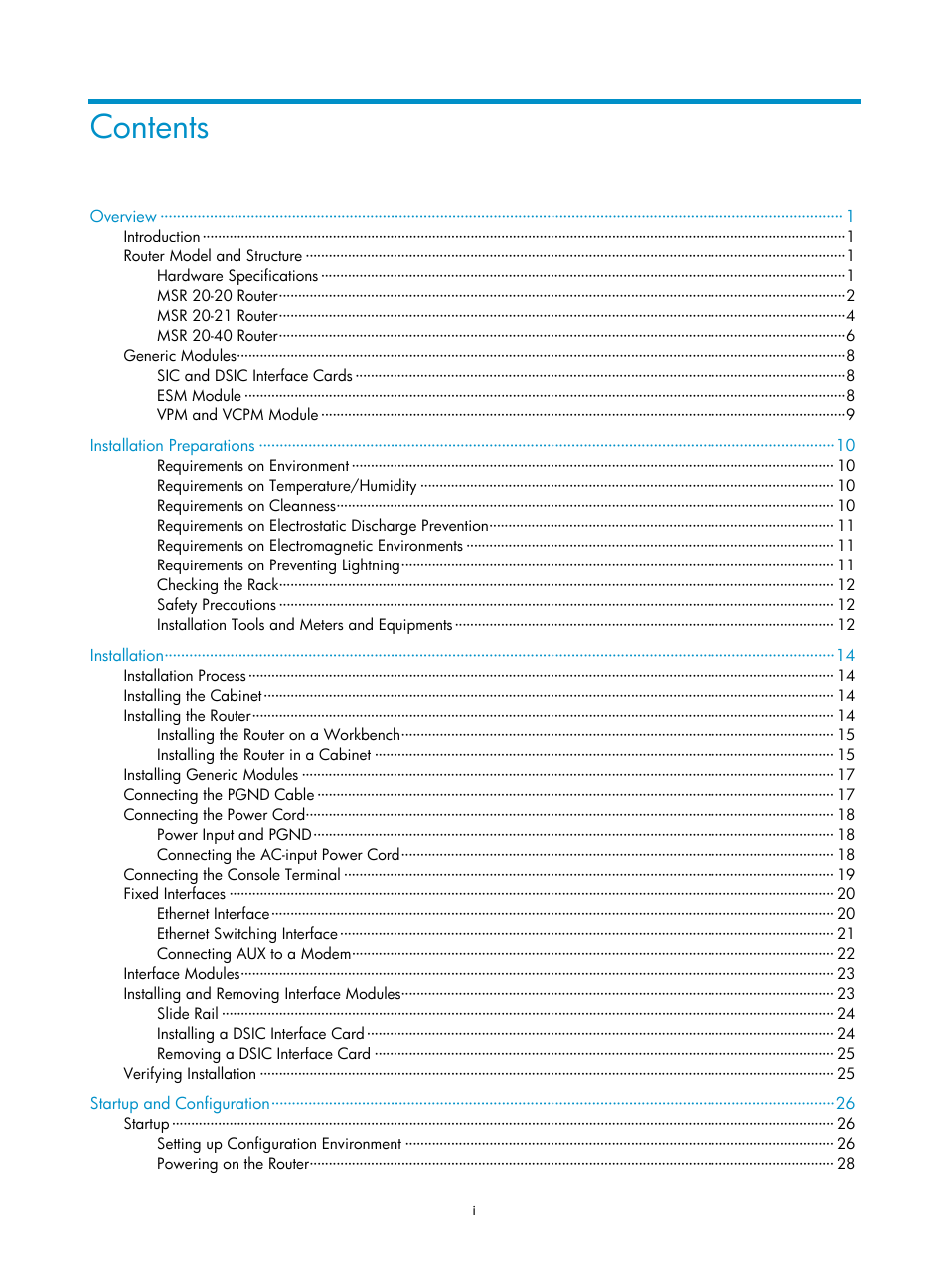 H3C Technologies H3C MSR 20-2X[40] User Manual | Page 6 / 77