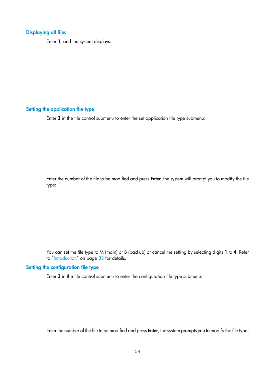 Displaying all files, Setting the application file type, Setting the configuration file type | H3C Technologies H3C MSR 20-2X[40] User Manual | Page 61 / 77