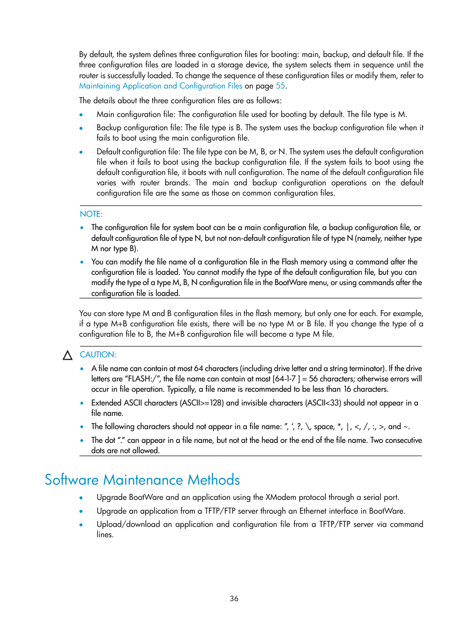 Software maintenance methods | H3C Technologies H3C MSR 20-1X User Manual | Page 43 / 75