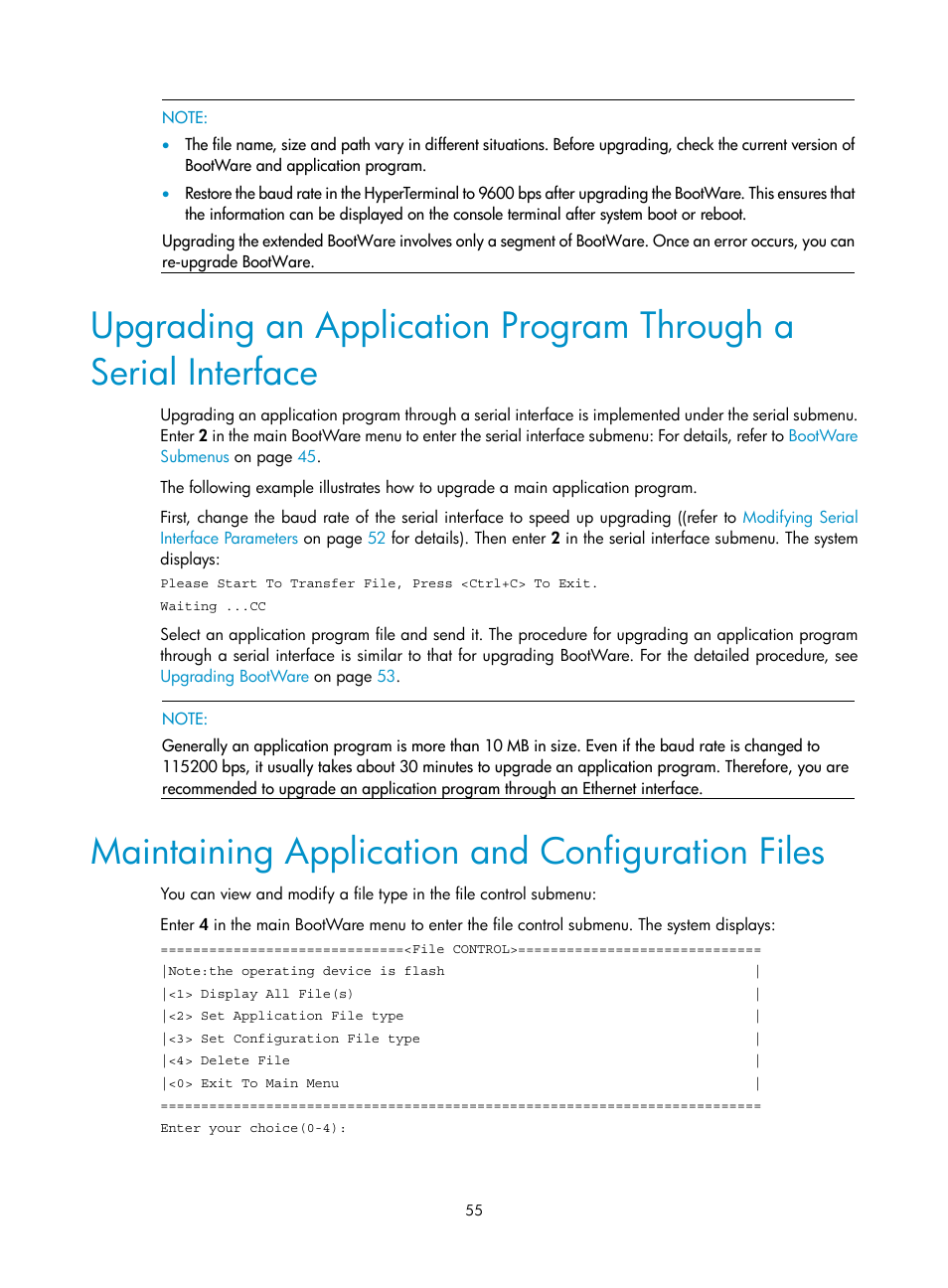 Maintaining application and configuration files, R to, Maintaining application and configuration | Files | H3C Technologies H3C MSR 20-1X User Manual | Page 62 / 75