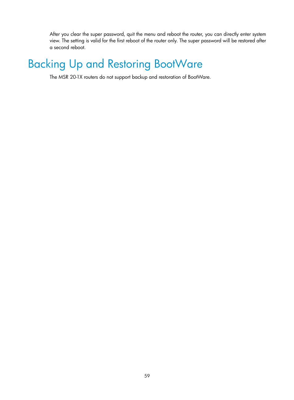 Backing up and restoring bootware | H3C Technologies H3C MSR 20-1X User Manual | Page 66 / 75