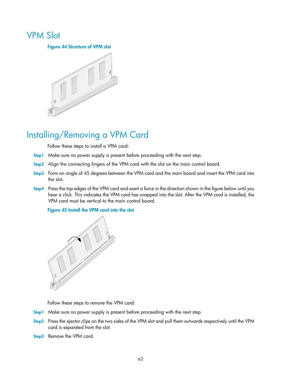 Vpm slot, Installing/removing a vpm card | H3C Technologies H3C MSR 20-1X User Manual | Page 69 / 75