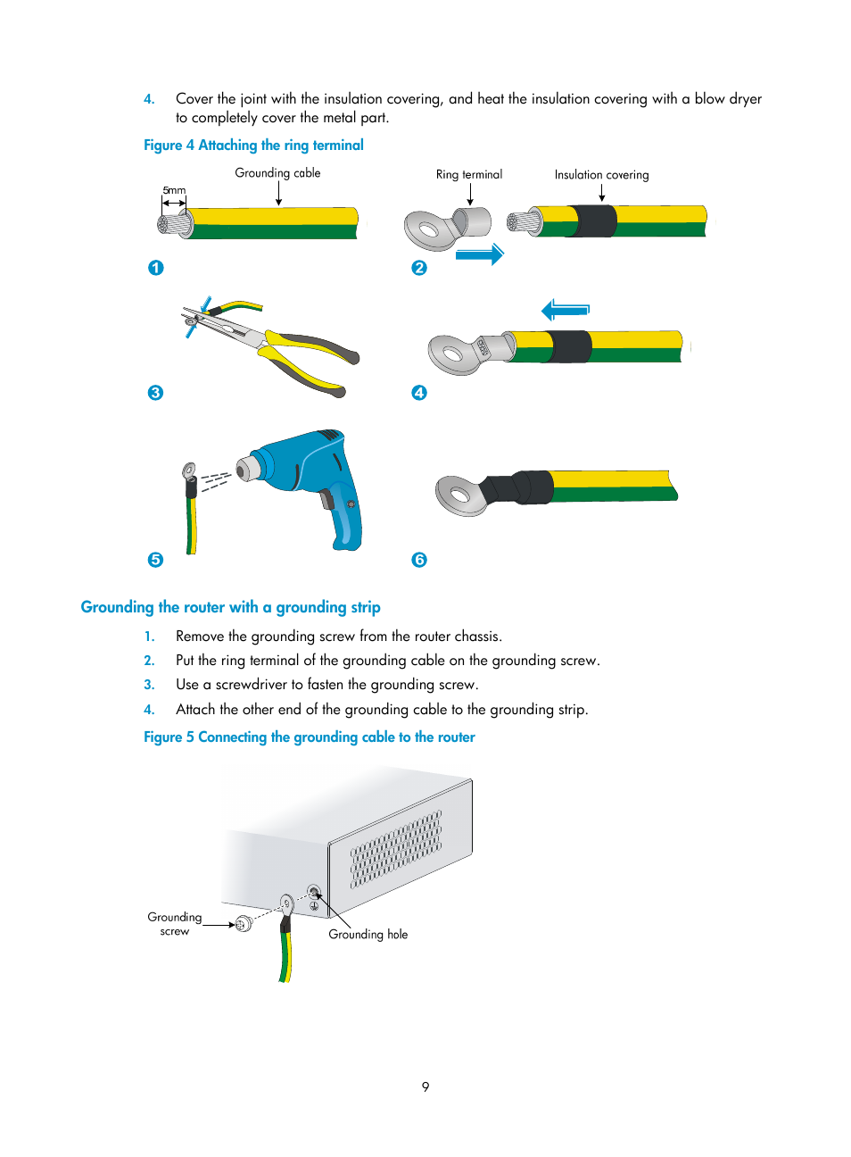 Grounding the router with a grounding strip | H3C Technologies H3C MSR 930 User Manual | Page 16 / 42