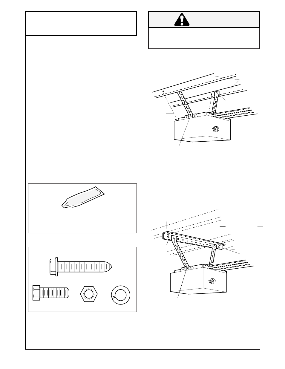 Hang the opener, Warning, Installation step 5 | Figure 1 figure 2 | Chamberlain CSO 1/2HP User Manual | Page 15 / 36