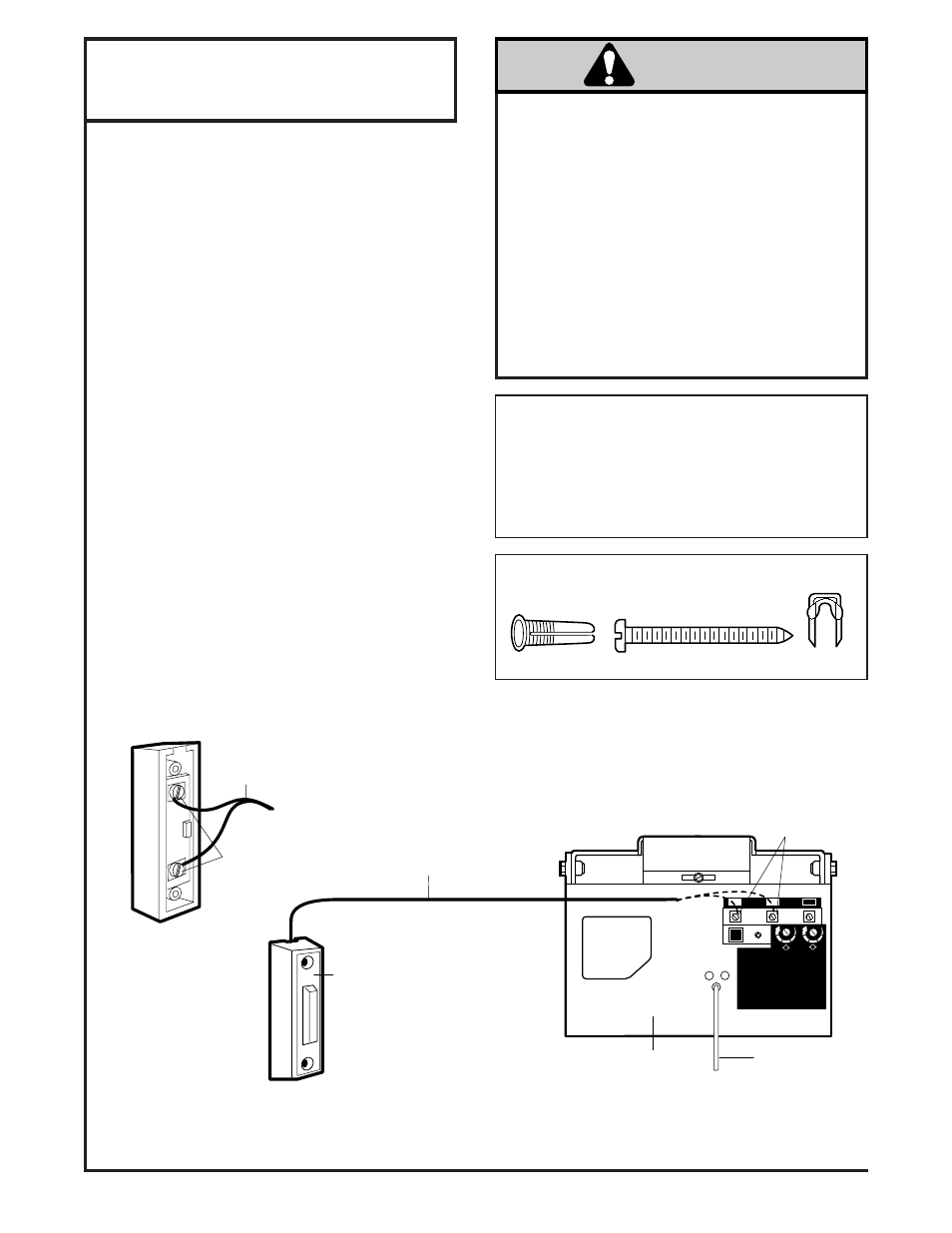Install door control, Warning, Installation step 6 | Install the door control, Hardware shown actual size | Chamberlain CSO 1/2HP User Manual | Page 16 / 36