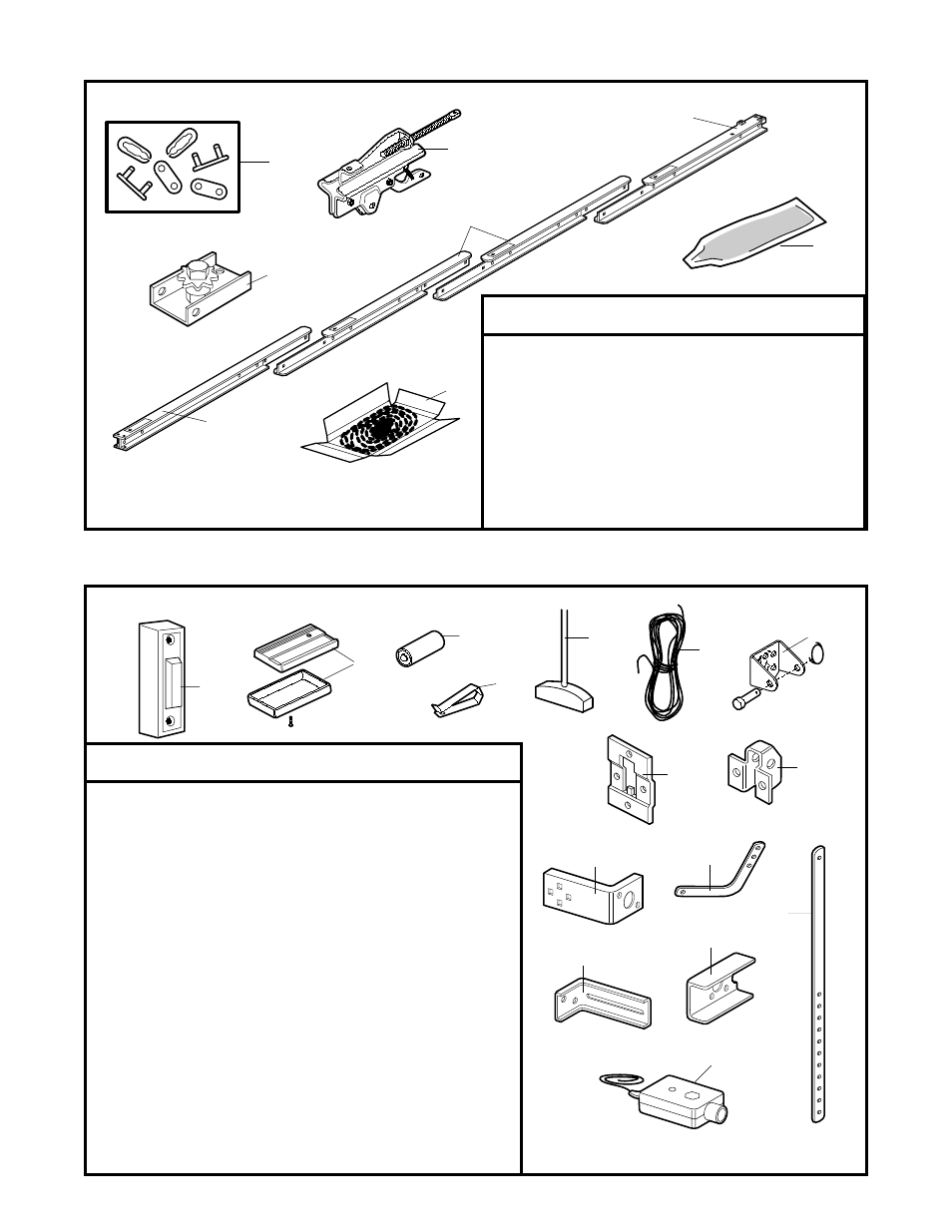 Repair parts, Rail assembly parts, Installation parts | Rail assembly parts installation parts | Chamberlain CSO 1/2HP User Manual | Page 32 / 36