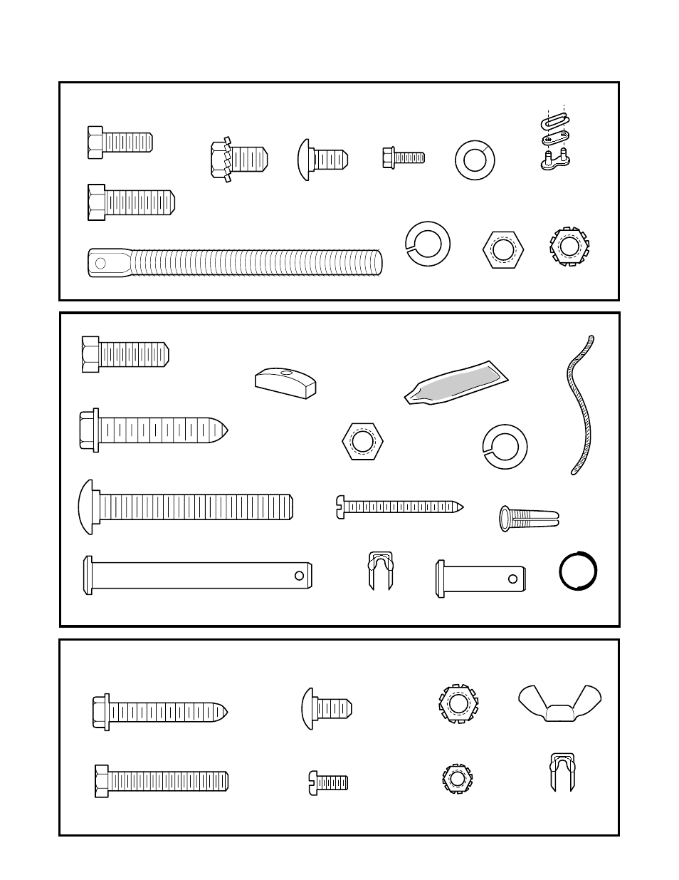 Hardware kits, Assembly hardware installation hardware, Safety reversing sensor installation hardware | Chamberlain CSO 1/2HP User Manual | Page 6 / 36