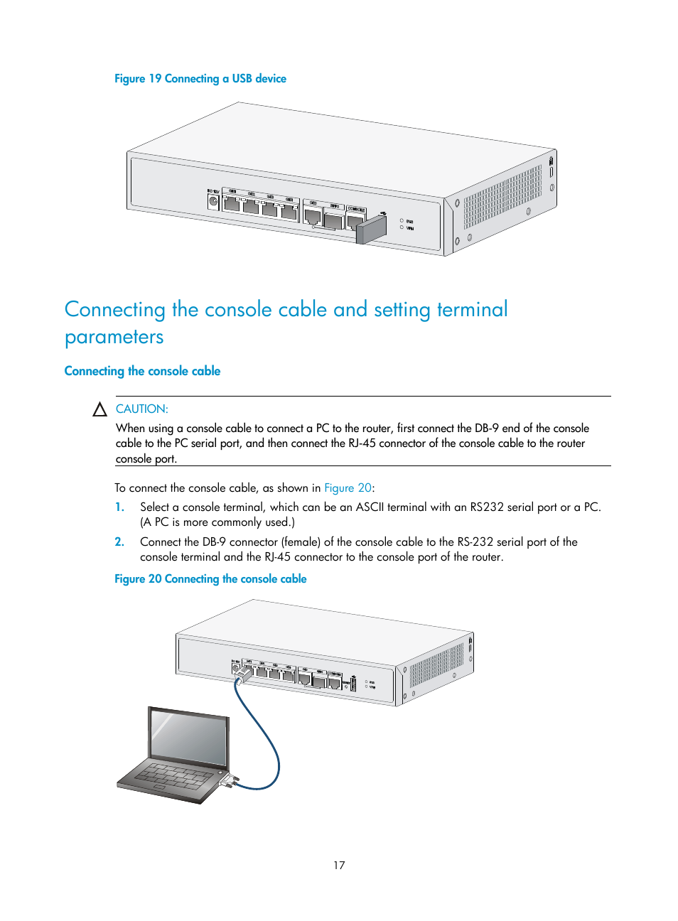 Connecting the console cable | H3C Technologies H3C MSR 800 User Manual | Page 24 / 41