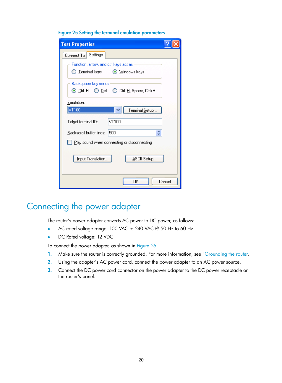 Connecting the power adapter | H3C Technologies H3C MSR 800 User Manual | Page 27 / 41