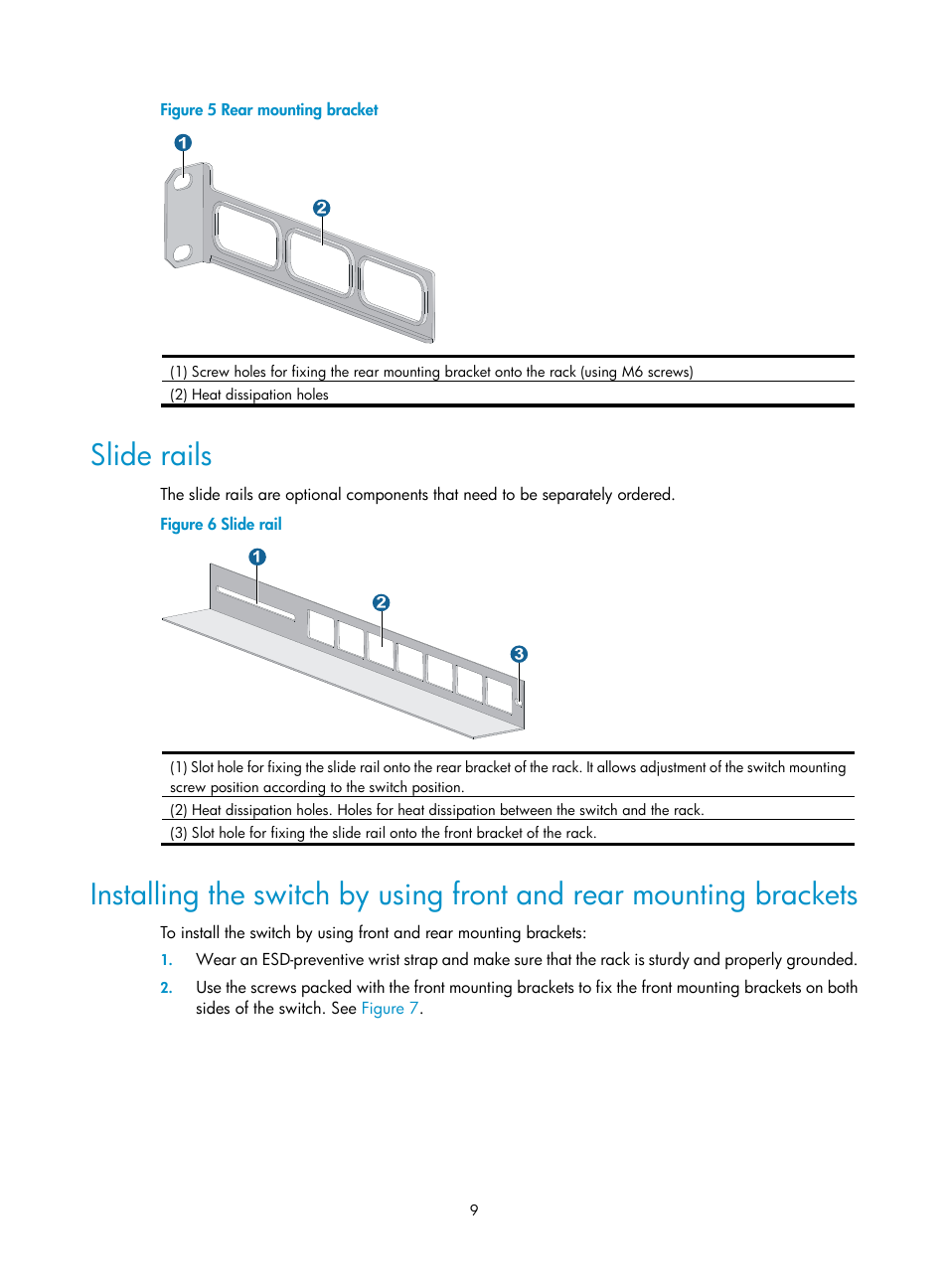 Slide rails | H3C Technologies H3C WX3000E Series Wireless Switches User Manual | Page 17 / 73
