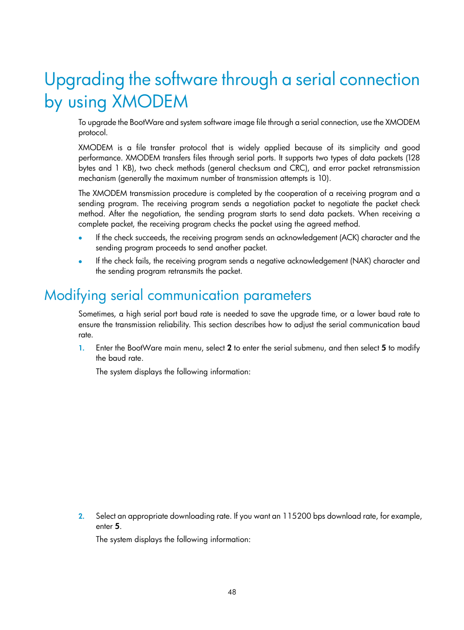 Modifying serial communication parameters | H3C Technologies H3C WX3000E Series Wireless Switches User Manual | Page 56 / 73