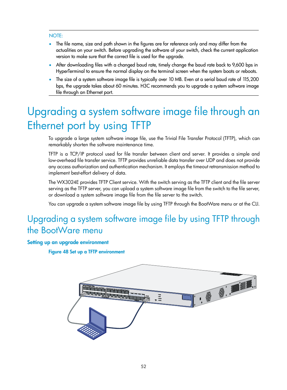 Setting up an upgrade environment | H3C Technologies H3C WX3000E Series Wireless Switches User Manual | Page 60 / 73