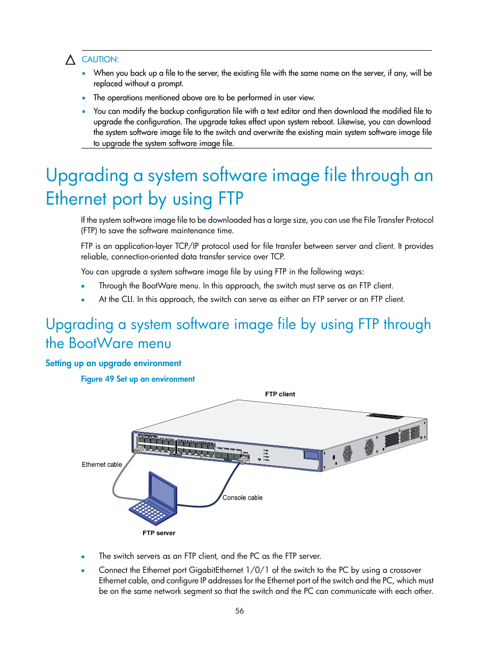 Setting up an upgrade environment | H3C Technologies H3C WX3000E Series Wireless Switches User Manual | Page 64 / 73