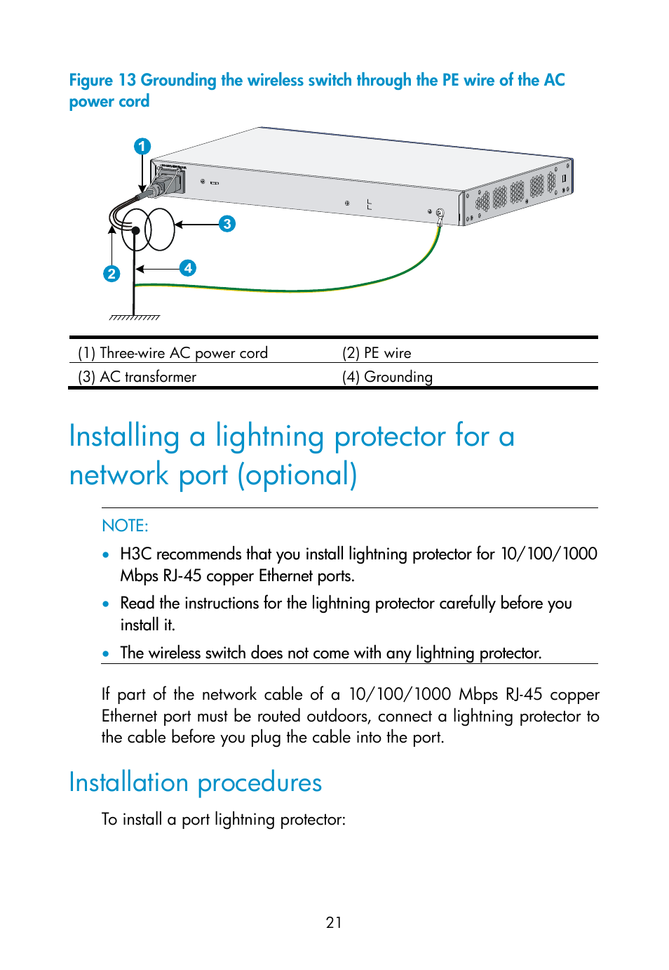 Installation procedures | H3C Technologies H3C WX3000E Series Wireless Switches User Manual | Page 30 / 73