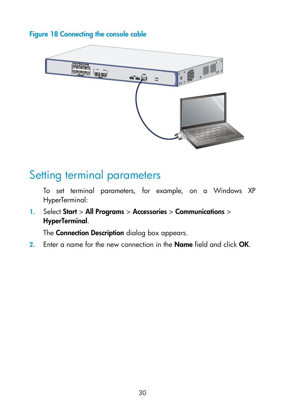 Setting terminal parameters | H3C Technologies H3C WX3000E Series Wireless Switches User Manual | Page 39 / 73