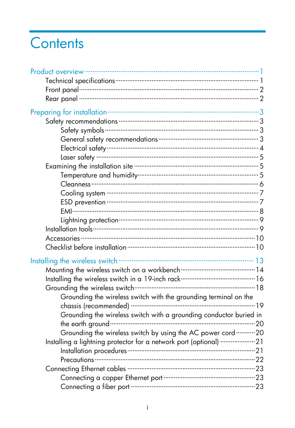 H3C Technologies H3C WX3000E Series Wireless Switches User Manual | Page 7 / 73