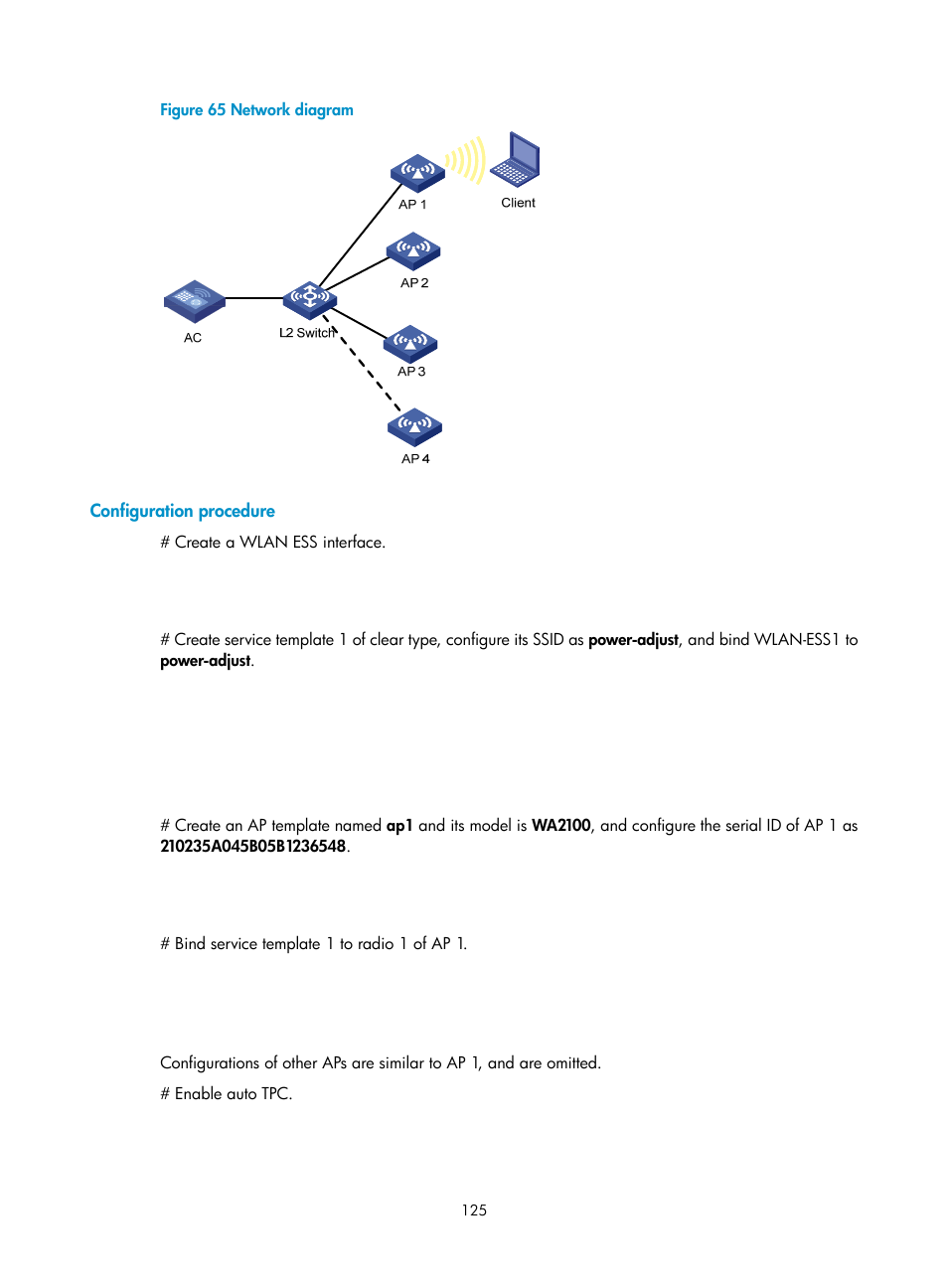 Configuration procedure | H3C Technologies H3C WX3000E Series Wireless Switches User Manual | Page 137 / 226