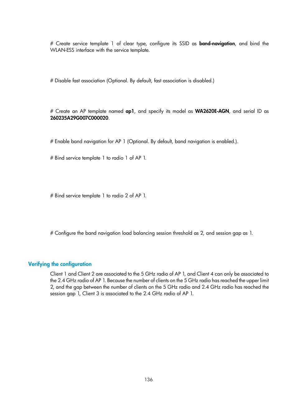 Verifying the configuration | H3C Technologies H3C WX3000E Series Wireless Switches User Manual | Page 148 / 226