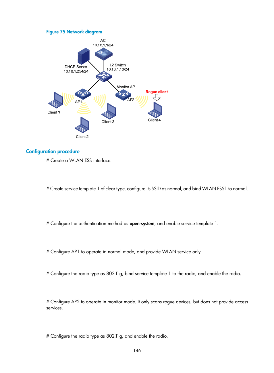 Configuration procedure | H3C Technologies H3C WX3000E Series Wireless Switches User Manual | Page 158 / 226