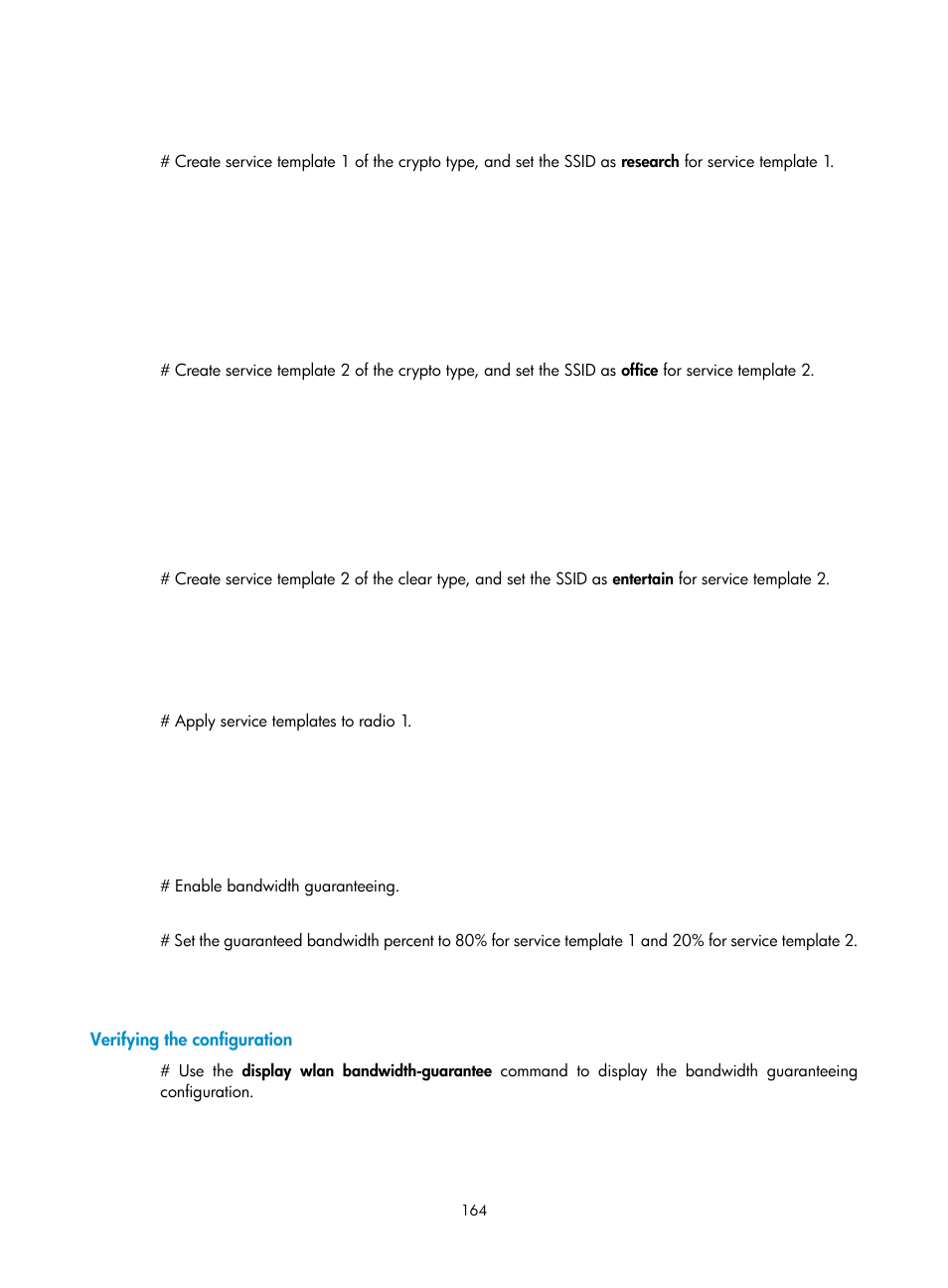 Verifying the configuration | H3C Technologies H3C WX3000E Series Wireless Switches User Manual | Page 176 / 226