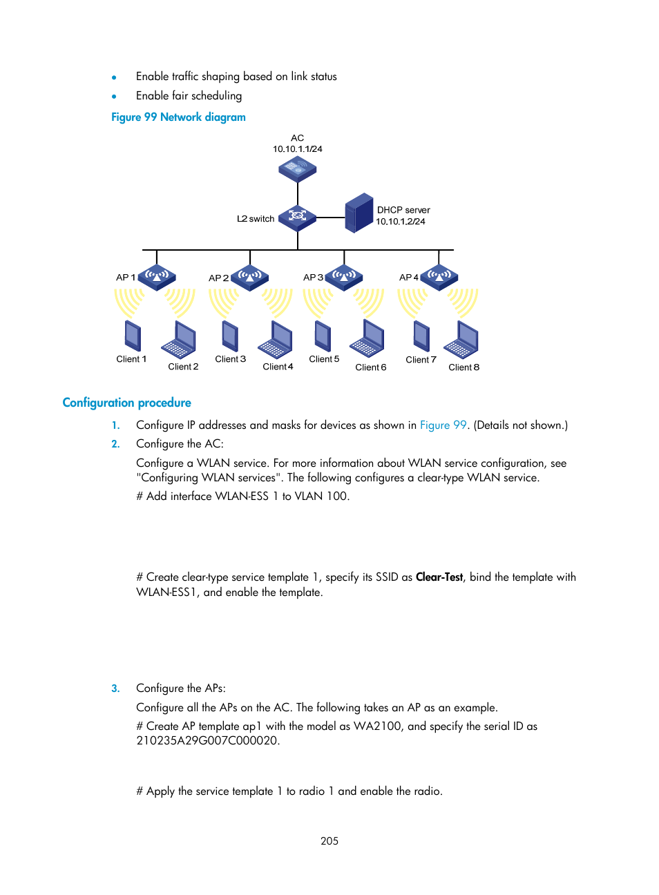 Configuration procedure | H3C Technologies H3C WX3000E Series Wireless Switches User Manual | Page 217 / 226