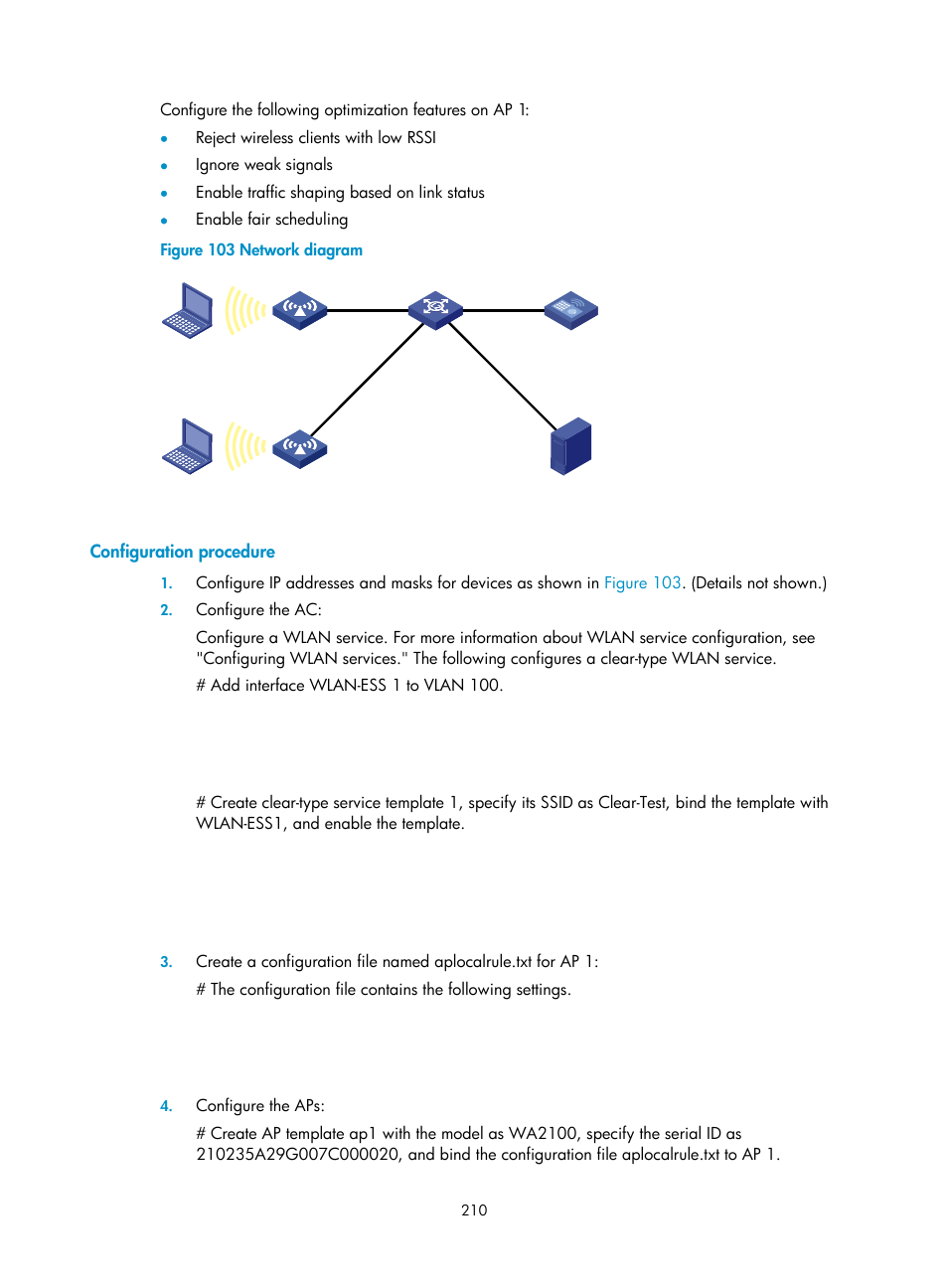 Configuration procedure, N in, Figure 103 | H3C Technologies H3C WX3000E Series Wireless Switches User Manual | Page 222 / 226