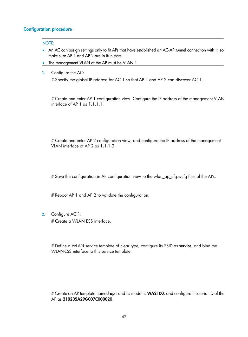 Configuration procedure | H3C Technologies H3C WX3000E Series Wireless Switches User Manual | Page 54 / 226