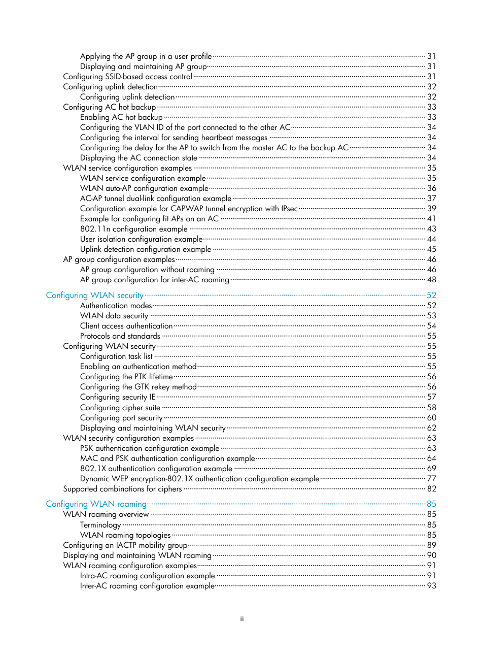 H3C Technologies H3C WX3000E Series Wireless Switches User Manual | Page 8 / 226