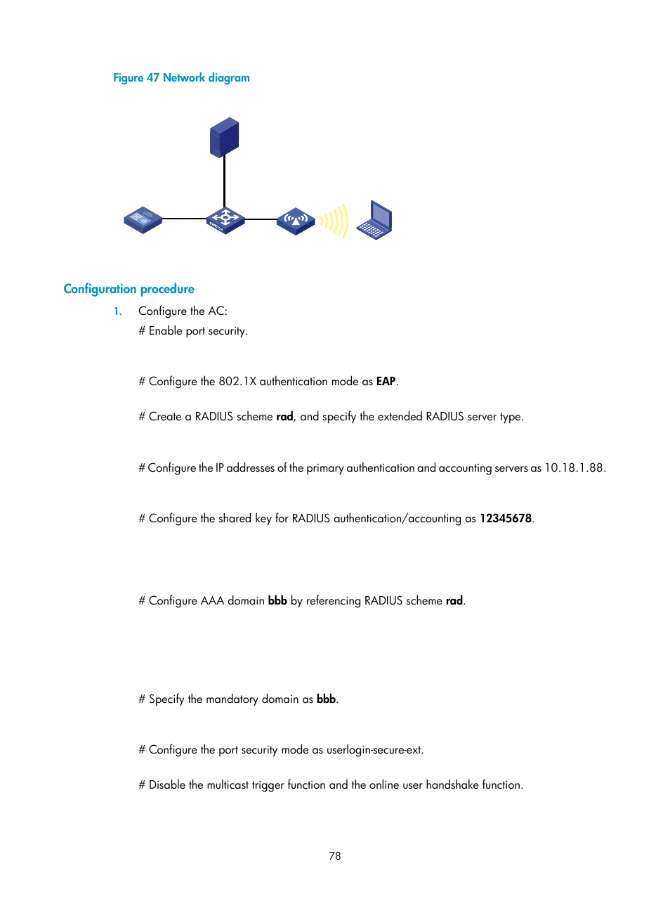 Configuration procedure | H3C Technologies H3C WX3000E Series Wireless Switches User Manual | Page 90 / 226