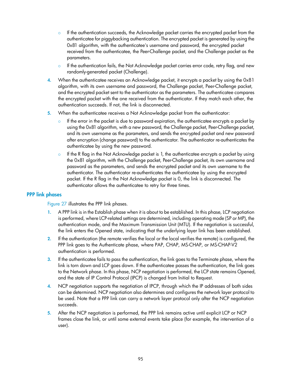 Ppp link phases | H3C Technologies H3C WX3000E Series Wireless Switches User Manual | Page 105 / 133