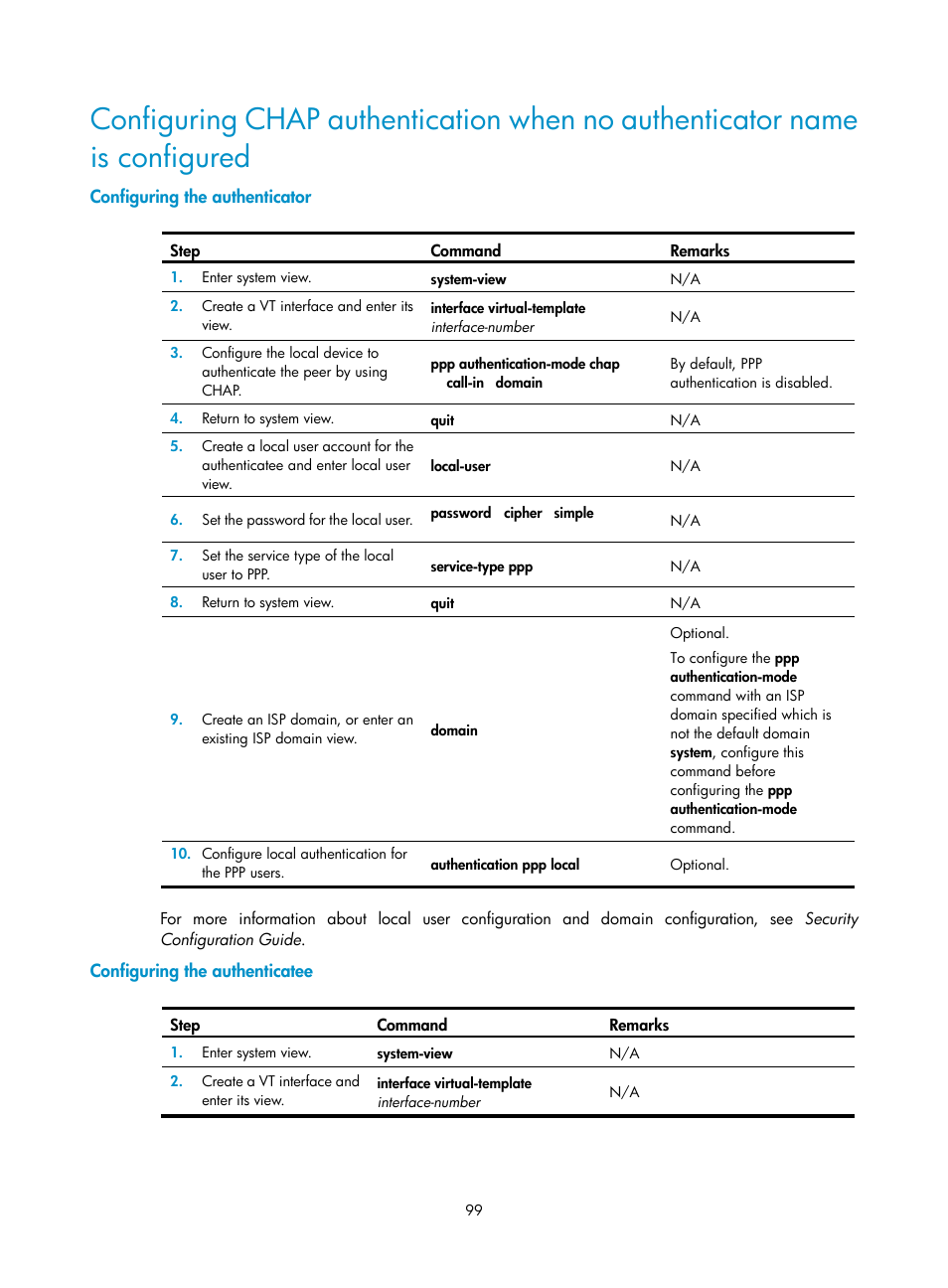 Configuring the authenticator, Configuring the authenticatee | H3C Technologies H3C WX3000E Series Wireless Switches User Manual | Page 109 / 133