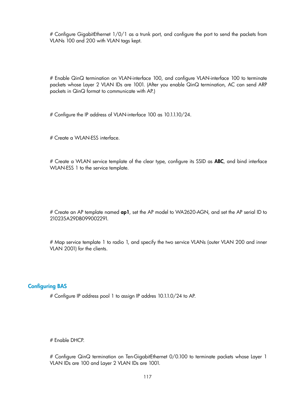 Configuring bas | H3C Technologies H3C WX3000E Series Wireless Switches User Manual | Page 127 / 133