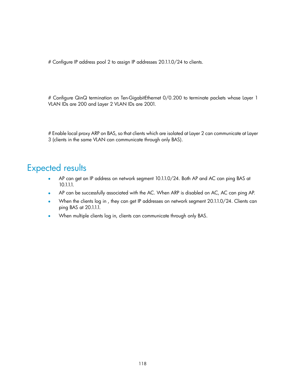 Expected results | H3C Technologies H3C WX3000E Series Wireless Switches User Manual | Page 128 / 133