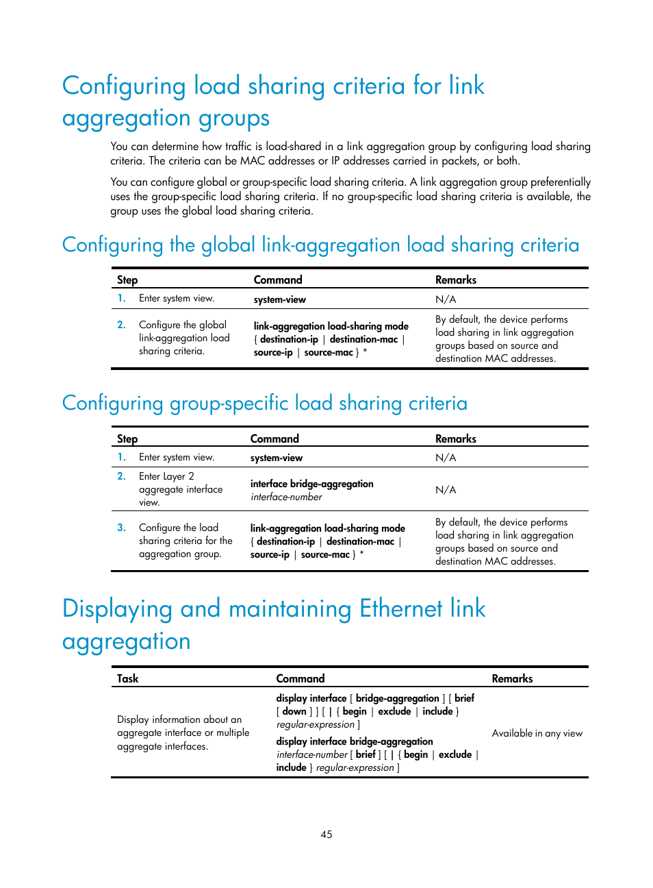 Configuring group-specific load sharing criteria | H3C Technologies H3C WX3000E Series Wireless Switches User Manual | Page 55 / 133