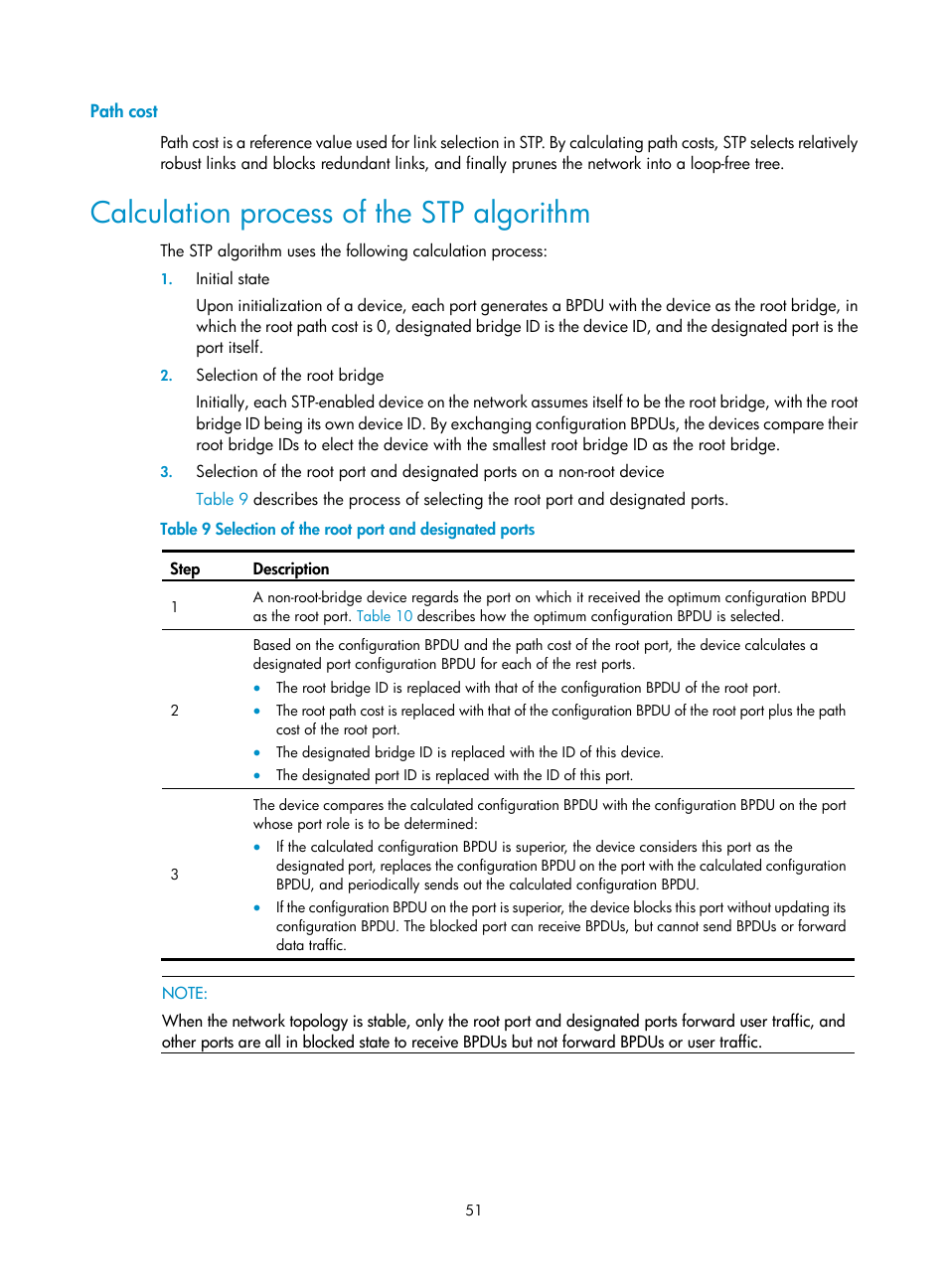 Path cost, Calculation process of the stp algorithm | H3C Technologies H3C WX3000E Series Wireless Switches User Manual | Page 61 / 133