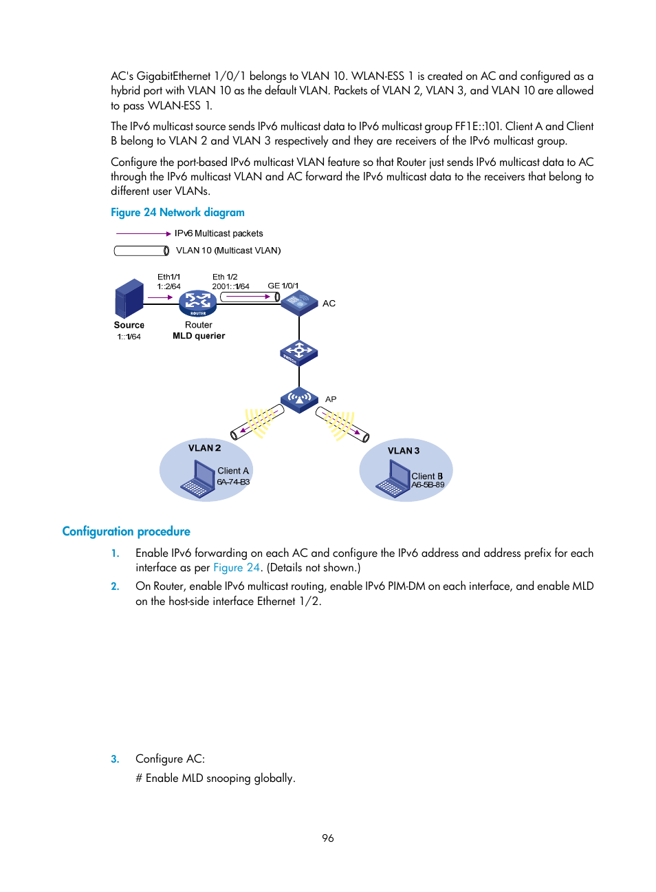 Configuration procedure | H3C Technologies H3C WX3000E Series Wireless Switches User Manual | Page 105 / 111